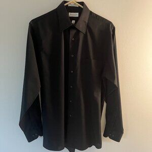 Van Heusen Black Wrinkle-Free Dress Shirt 15.5" Neck 34/35 Sleeve Medium